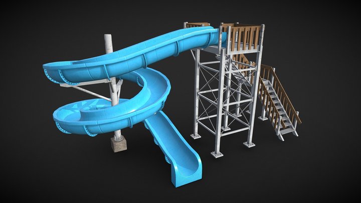 Realistic Water Slide 3D Model
