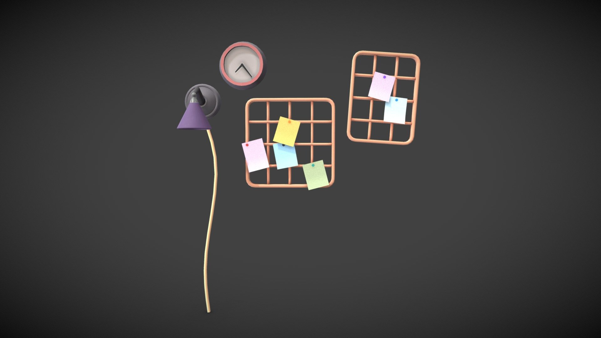 Set of assets for stylized bedroom