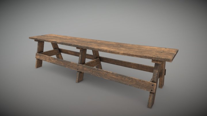 Wooden bench 3D Model
