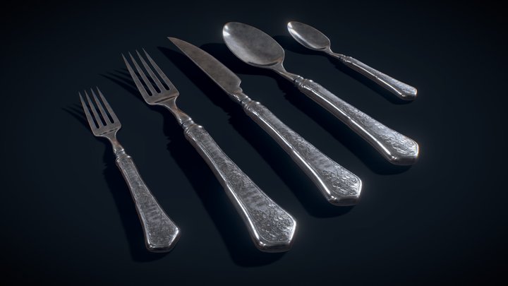 fancy cutlery set 3D Model