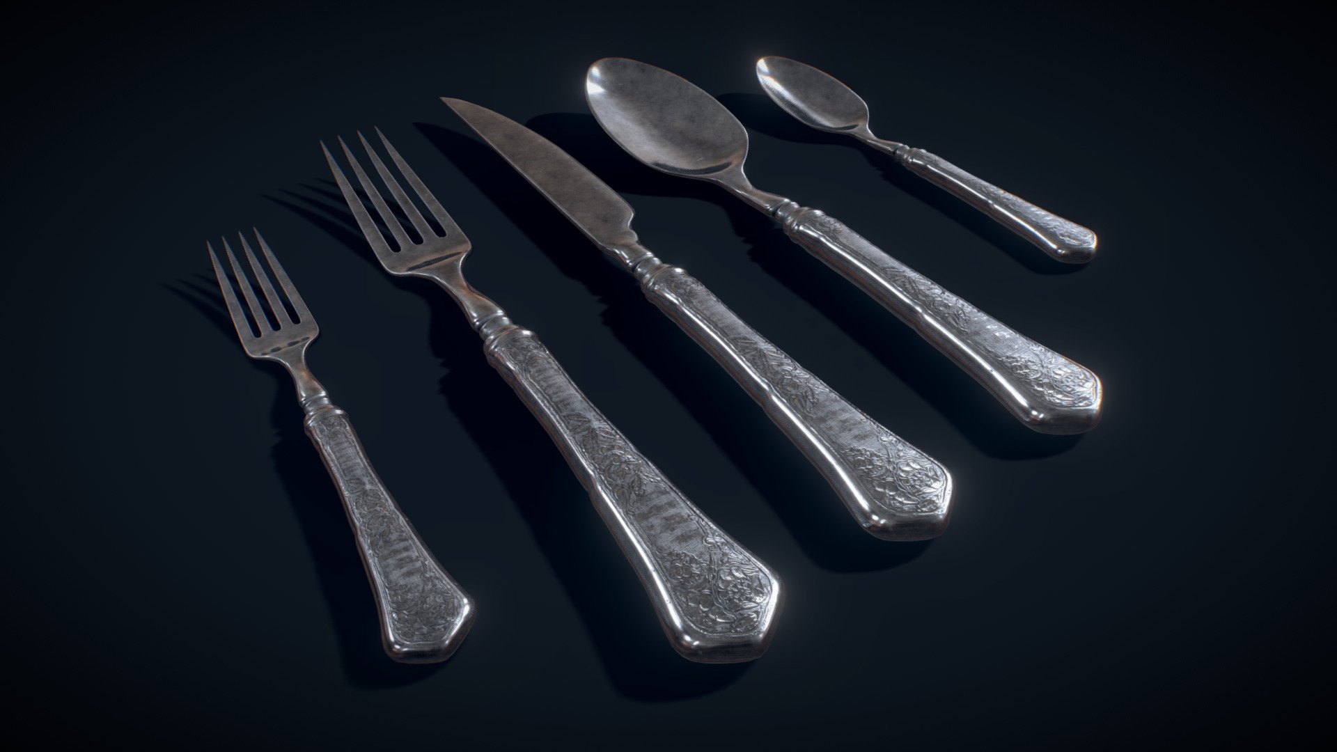 fancy cutlery set Buy Royalty Free 3D model by arloc [d5877db