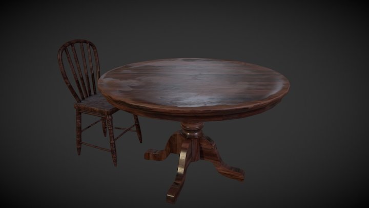 Saloon - Table and Chair 3D Model