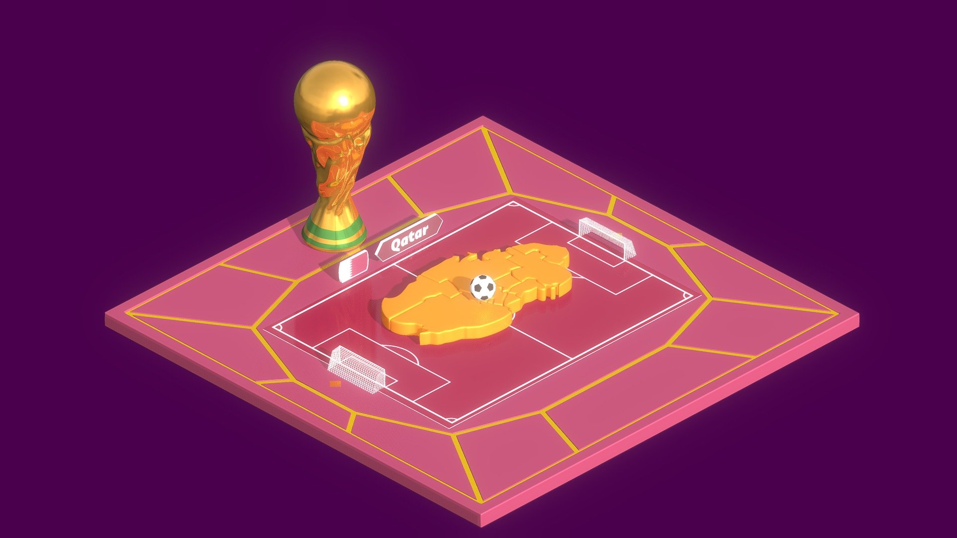 3D model FIFA World Cup 2022 Logo and Trophy Qatar VR / AR / low-poly