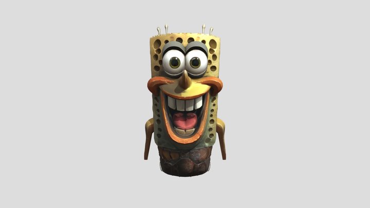 comical humanoid sponge character 3D Model