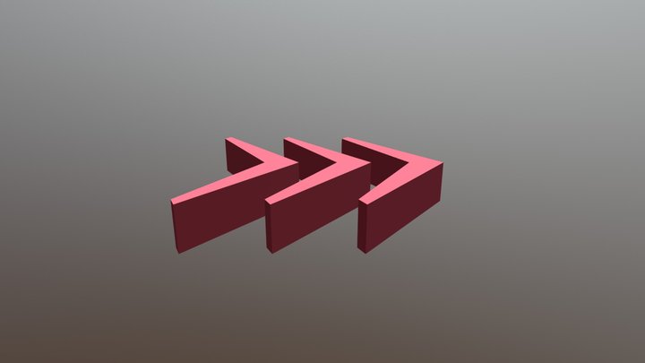 Red Arrow Chevrons Rotated 3D Model