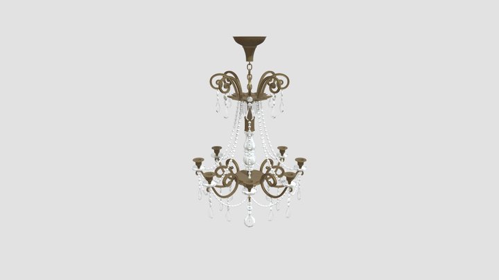 Antique Bronze & Crystal Chandelier 3D Model