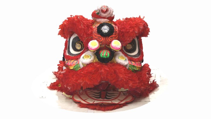 舞獅獅頭 (紅) Lion Dance Head 3D Model