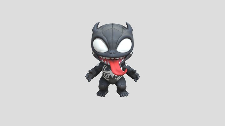 Kawaii Venom-Inspired Chibi 3D Mode 3D Model