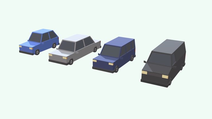 Cartoon Cars 3D Model