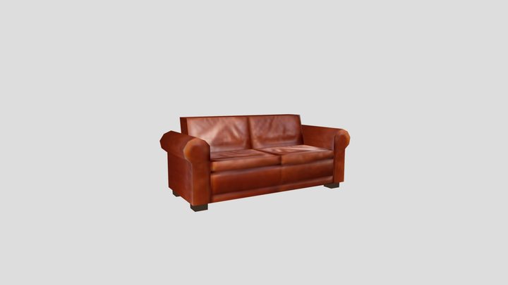 Red Couch - PSX/PS1 Style Low Poly 3D Model
