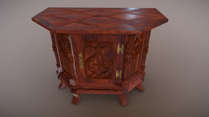 Victorian openable nighstand 3D Model