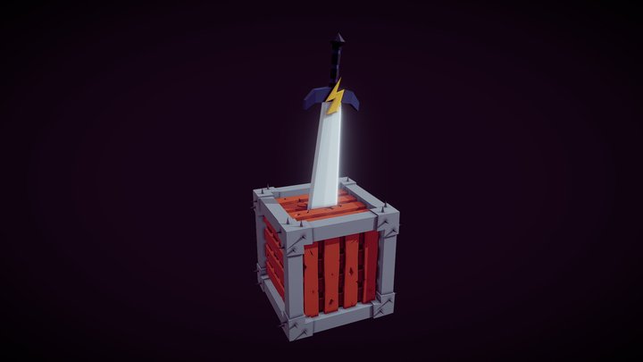Caja y Espada Lowpoly 3D Model