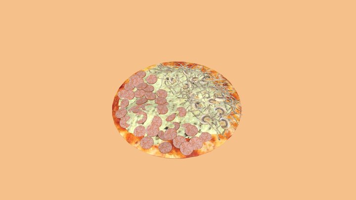 Pizza Pollo con pepperoni 3D Model