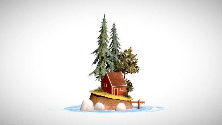 [FREE] Cabin on the island 3D Model
