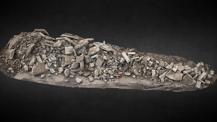 concrete debris long pile photoscan 3D Model