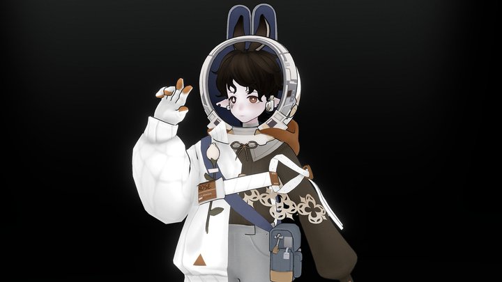 Space Rabbit - Cartoon Anime Character 3D Model