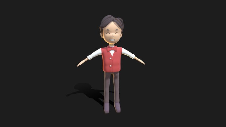 Stylized Waiter Character Model 3D Model