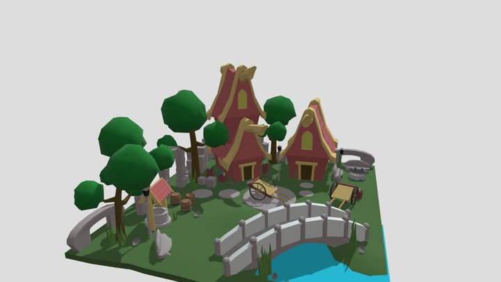 DWARF VILLAGE low poly 3D Model