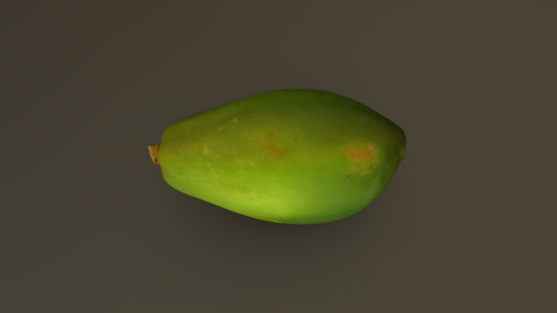 3D model Green (Unripe) Papaya 02 - This is a 3D model of the Green (Unripe) Papaya 02. The 3D model is about a green fruit on a black surface.