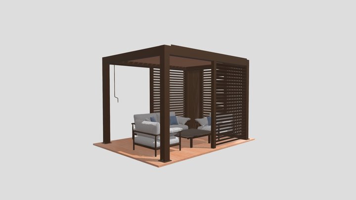 Goldwood Manual Pergola 3x4x2,5 + CABANA Model 1 3D Model