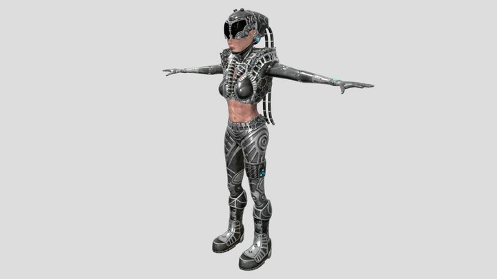 Robot girl V2 3D Model