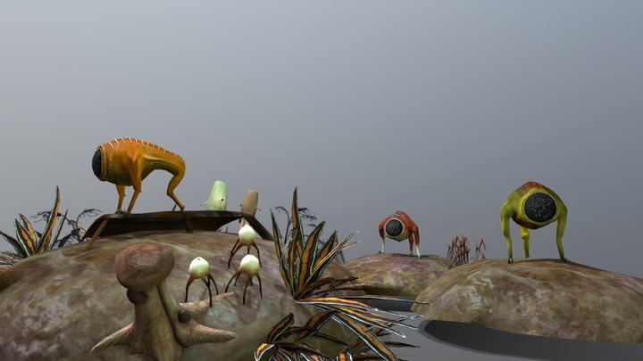 Houndeyes + Alien vegetation 3D Model