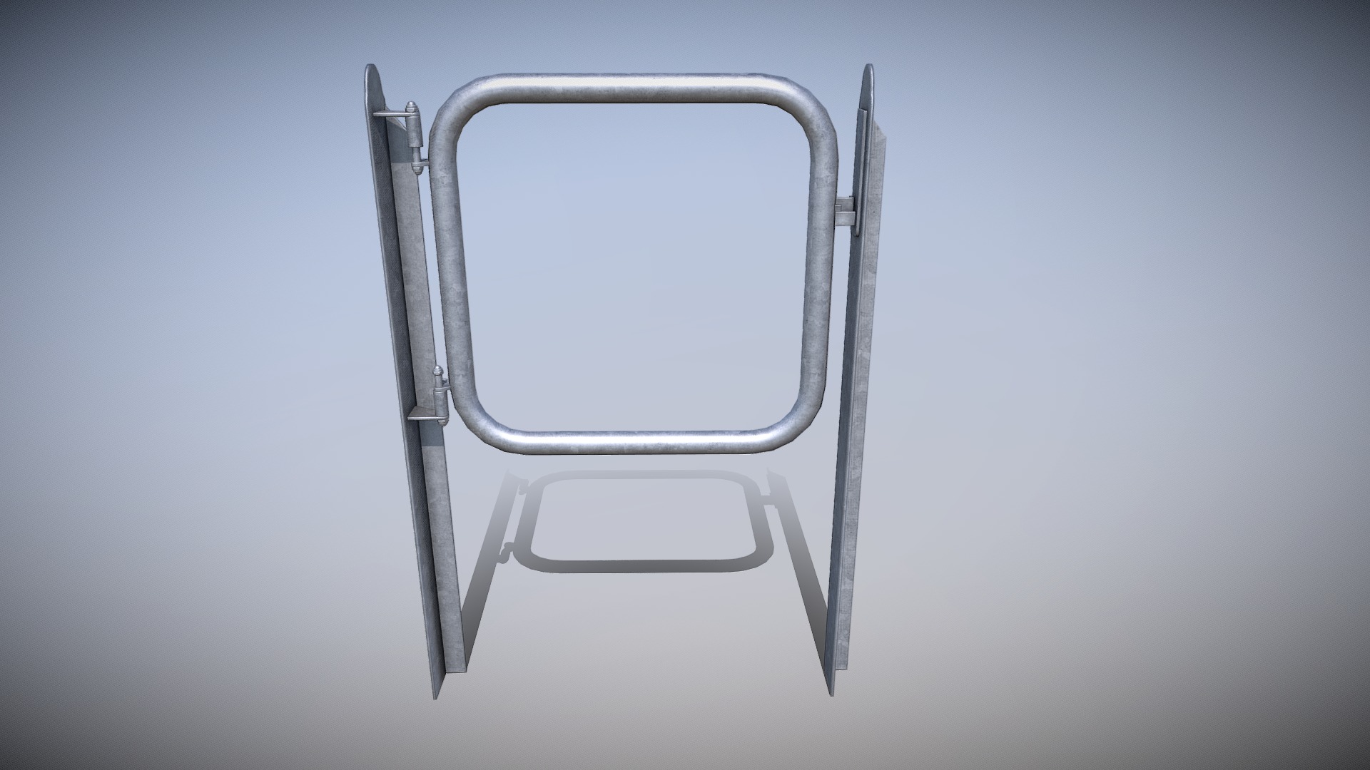 3D model Small Steel Railing Door (Low-Poly) - This is a 3D model of the Small Steel Railing Door (Low-Poly). The 3D model is about a chair with a metal frame.