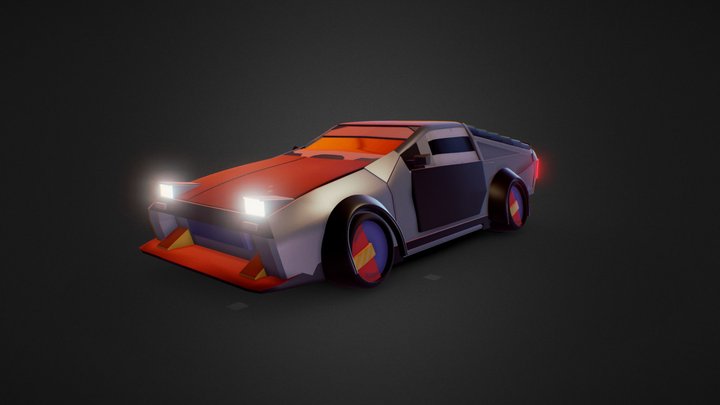 Synthwave Car 3D Model