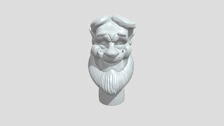 stylized elderly male bust with beard 3D Model