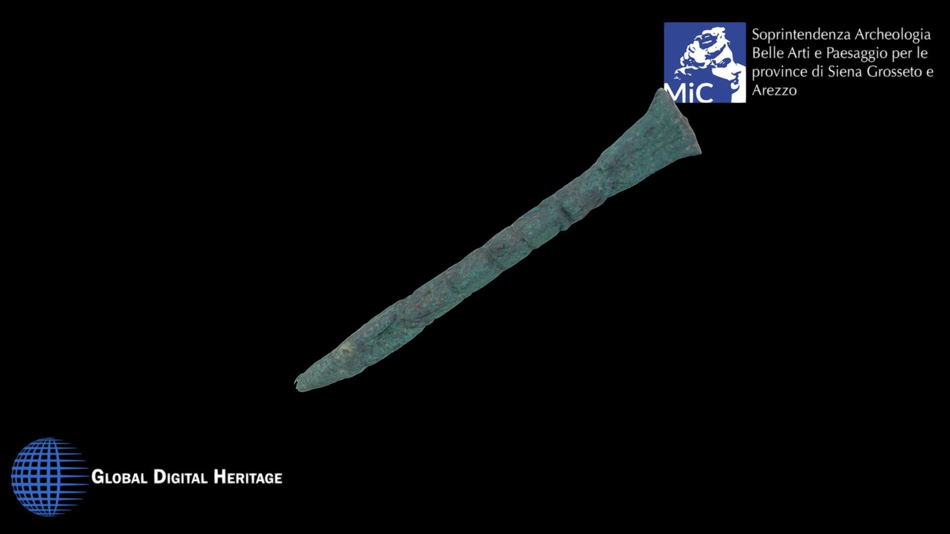 Bronze mirror handle, Poggio Pinci