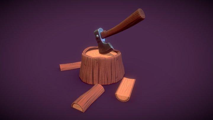 Stylized Wood Stump 3D Model