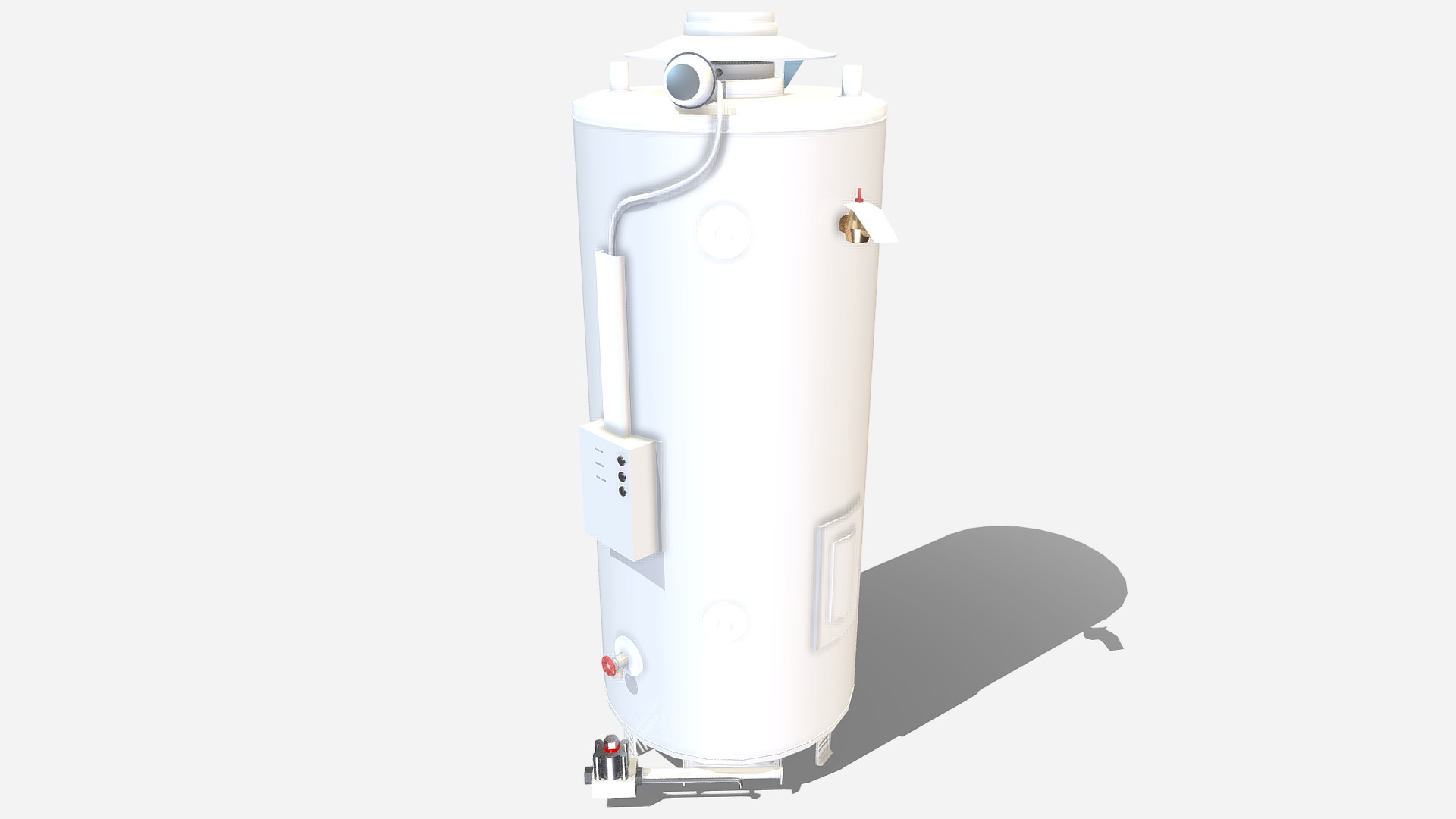 3D model Water Heater - This is a 3D model of the Water Heater. The 3D model is about a white machine with a black handle.