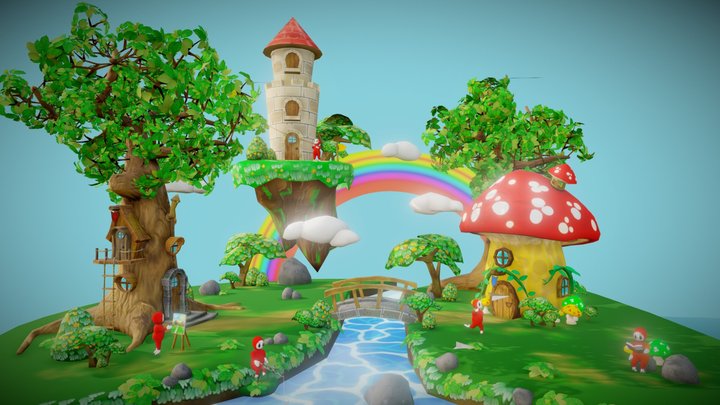 Stylized Environment Low Poly 3D Model