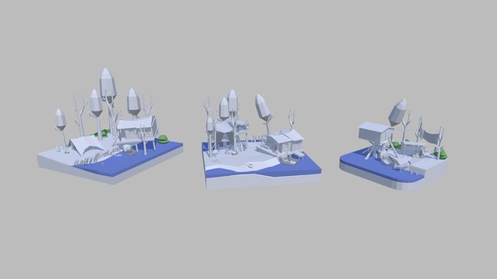 SWAMP LONER - Diorama and House blockout 3D Model