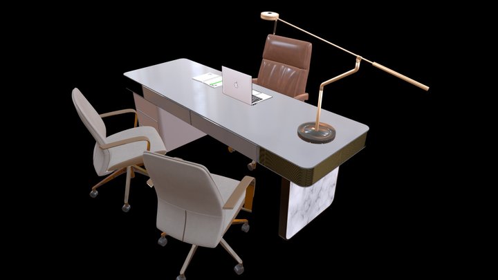 Set Director's desk V.002 3D Model