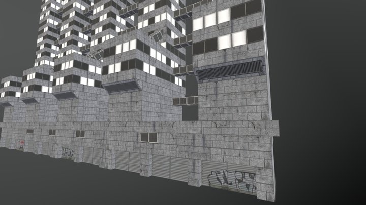 Brutalist Building ps1 style 3D Model