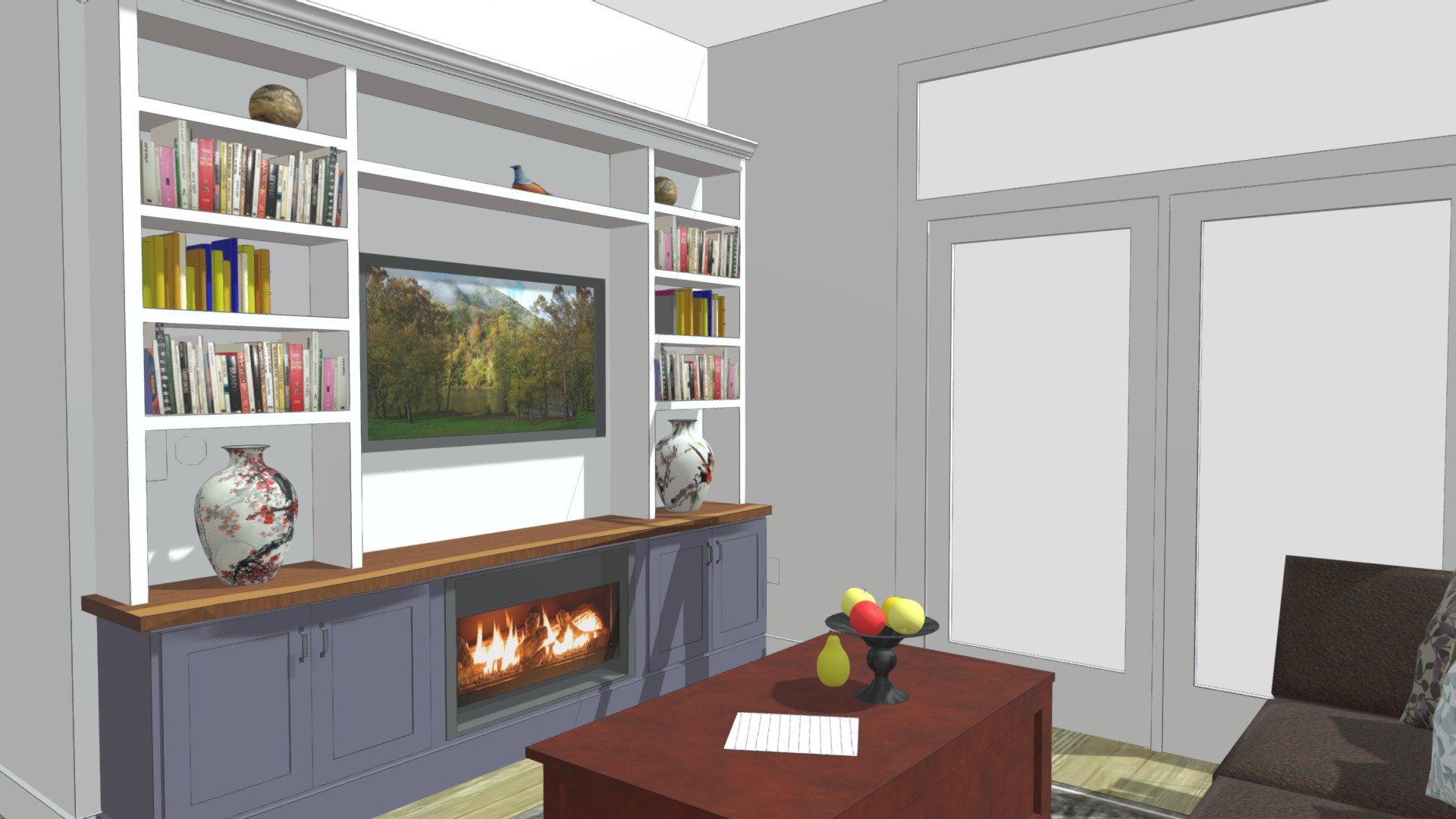 Entertainment center with electric fireplace v3