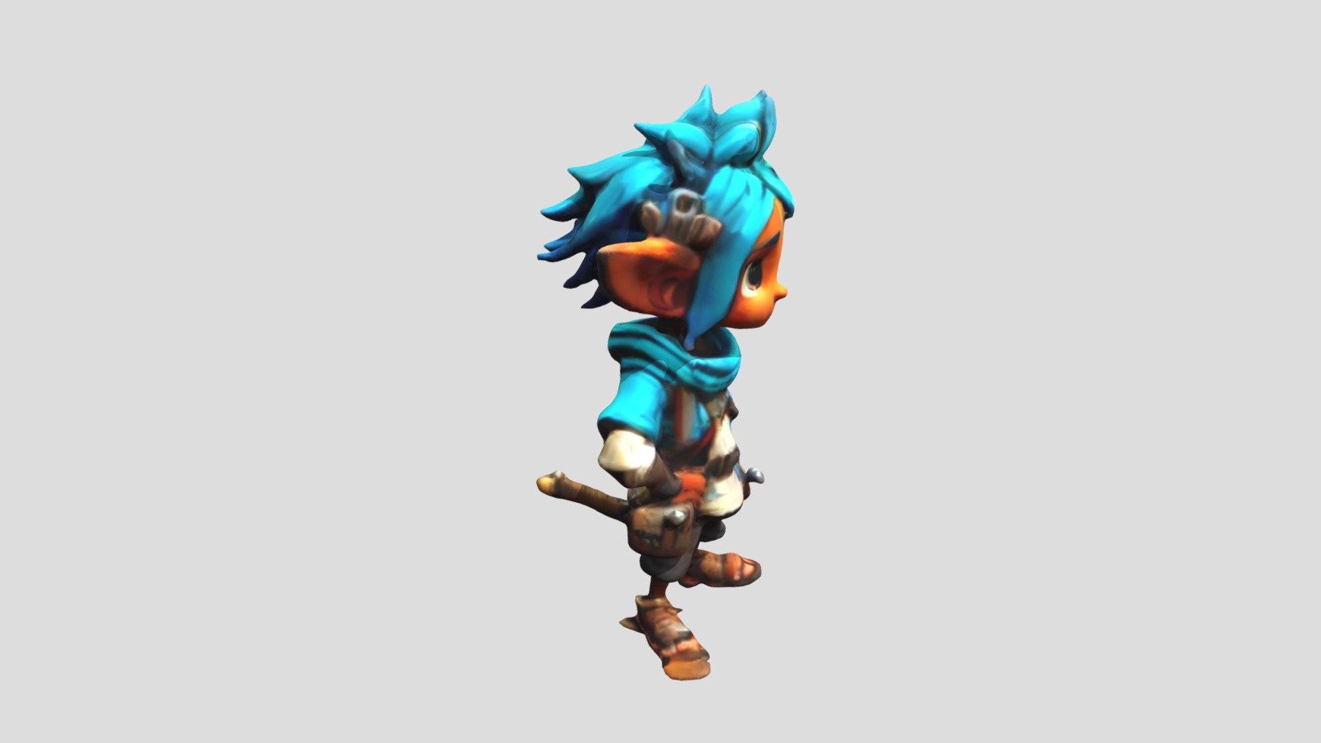 a cartoon character with blue hair and orange - Download Free 3D model ...
