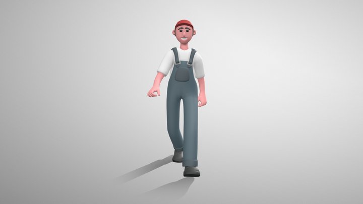 Stylized Man Worker - Mixamo Rigged Character 3D Model