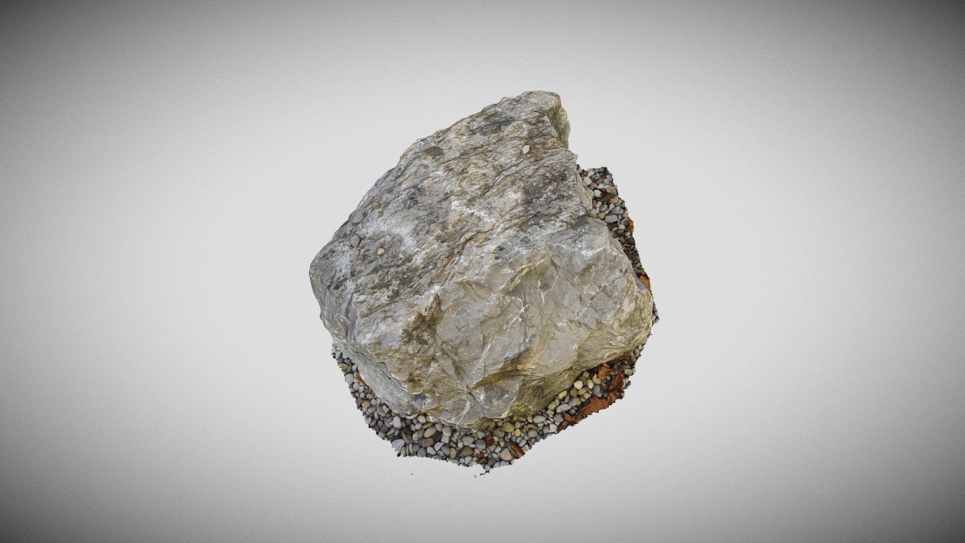 Limestone boulder with calcite stripes