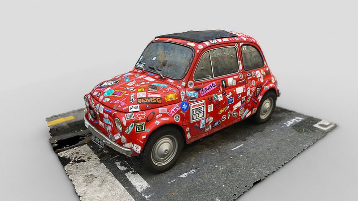 Fiat 500 Red Car Blechschild Schild 3D geprägt gewölbt 30 x 40 cm NART 23295 
