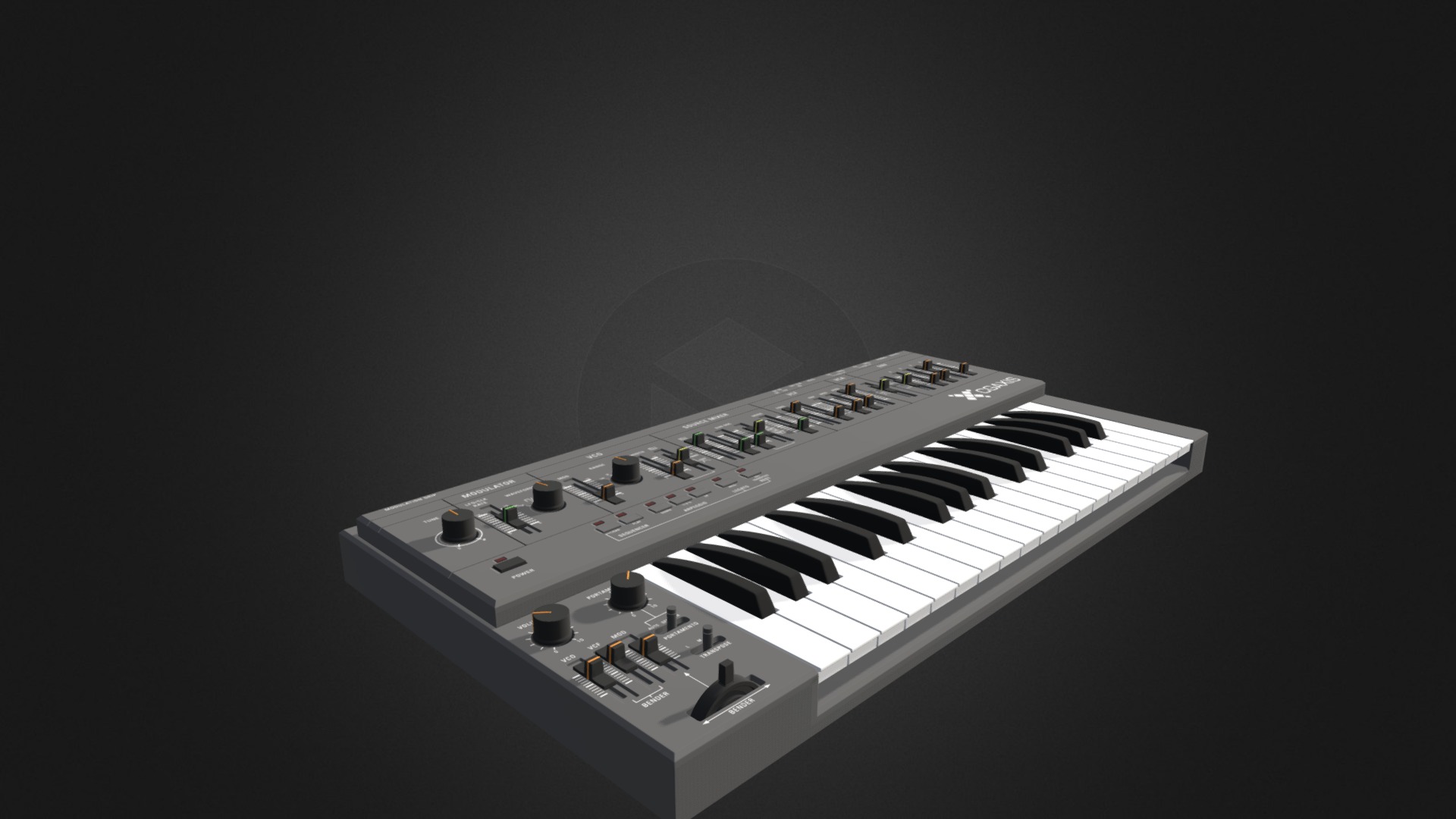 3D model Keyboard Synthesizer - This is a 3D model of the Keyboard Synthesizer. The 3D model is about a white electric guitar.