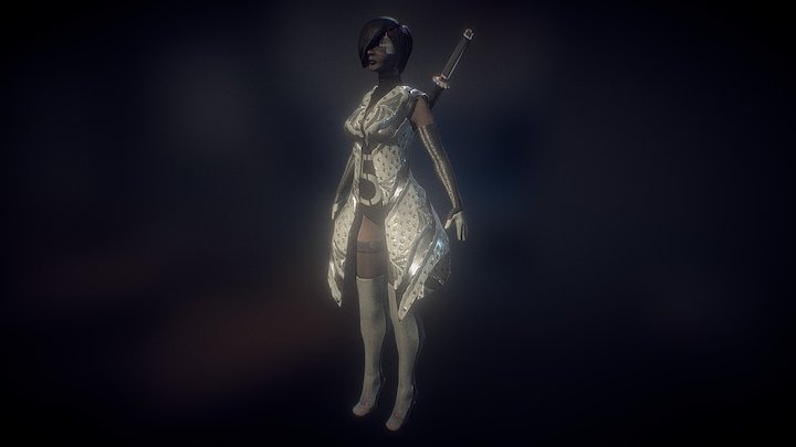 Female Character 1 Final w/Sword 3D Model