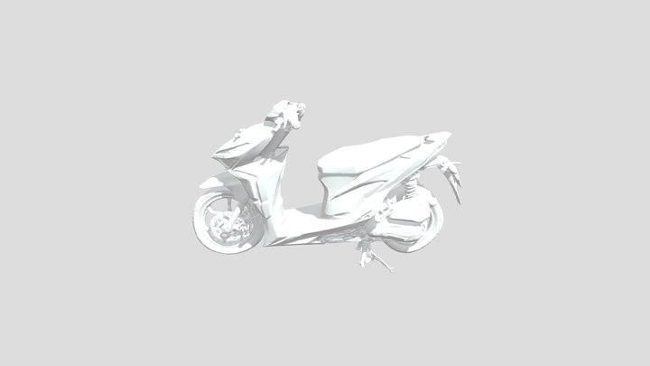 White Scooter on Roadside 3D Model