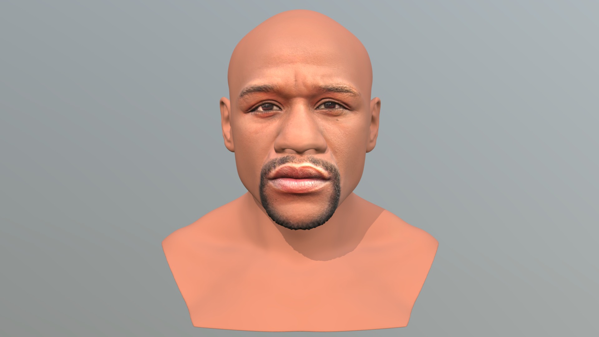 3D model Floyd Mayweather bust for full color 3D printing - This is a 3D model of the Floyd Mayweather bust for full color 3D printing. The 3D model is about a man with a beard.