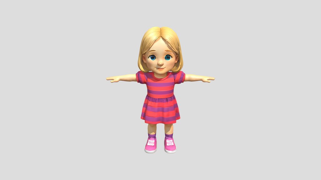 Blonde girl in striped dress