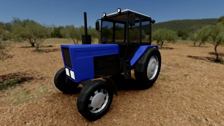 Low-poly tractor 3D Model