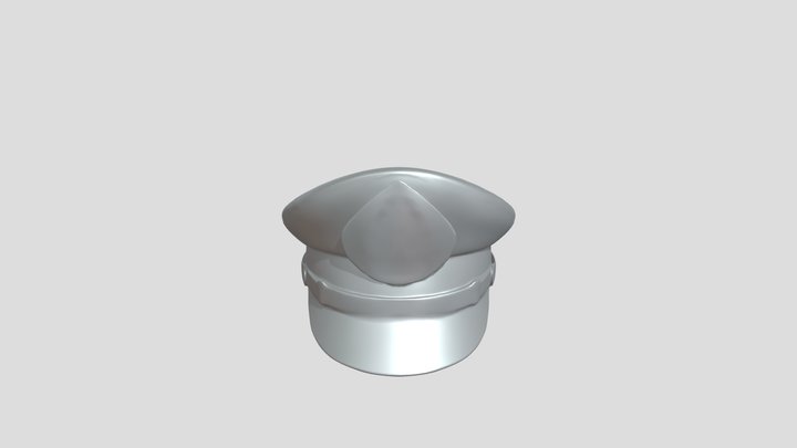Black military or police peaked cap 3D Model