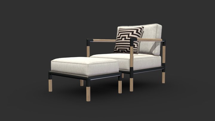 Barra Lounge With Ottoman 3D Model