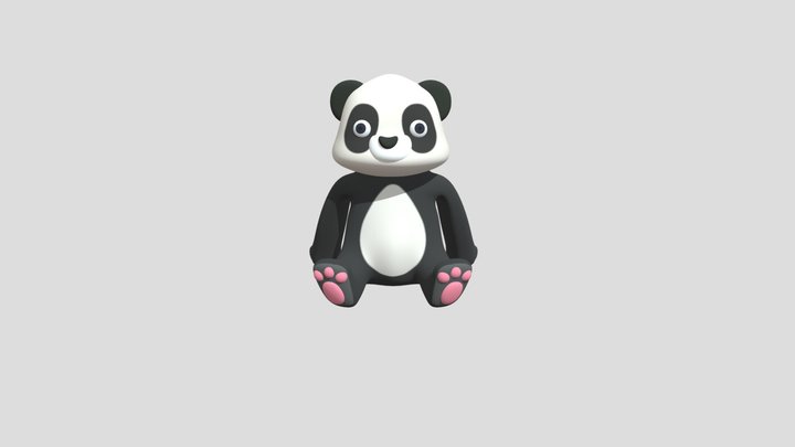 Panda kawaii sentado 3D Model